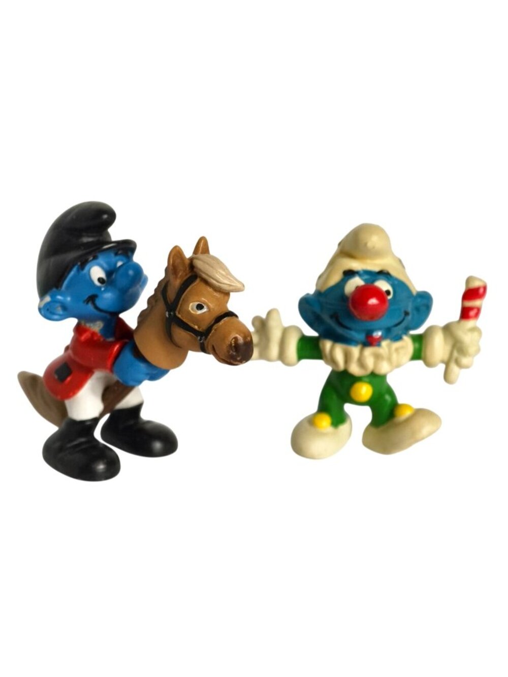 Vtg Smurfs Jockey Hobby Horse Rider Jester Clown Figures 80's Collect Schleich